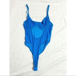 Fashion Nova blue mesh bodysuit